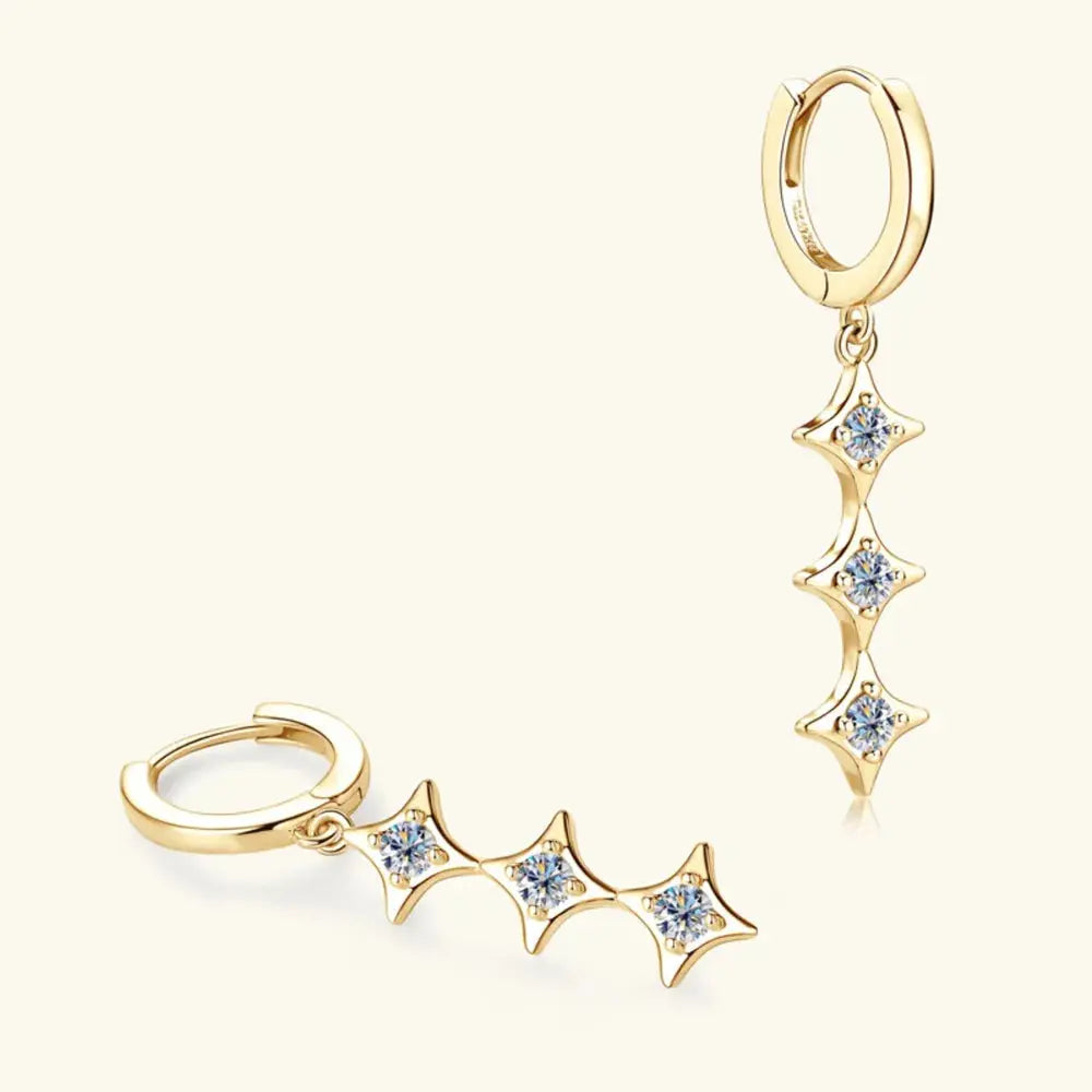 925 Sterling Silver Geometric Shape Moissanite Drop Earrings