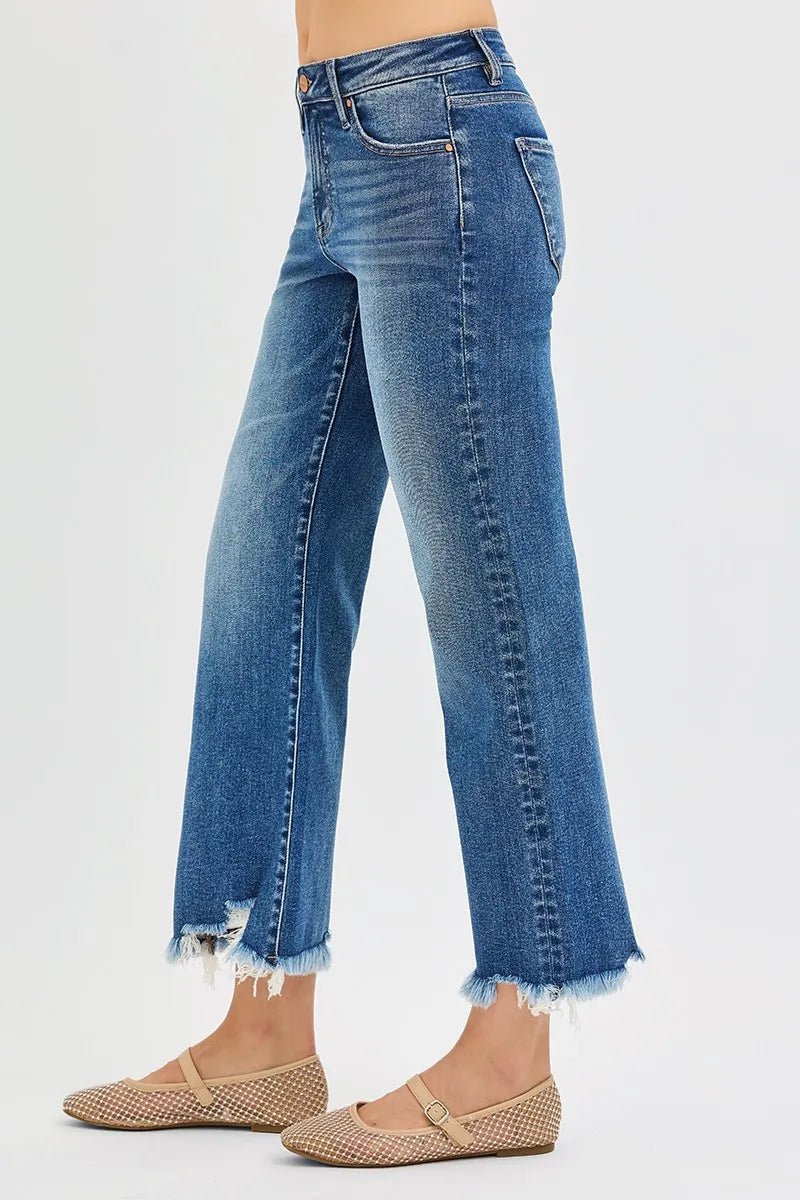 Mid Rise Crop Straight Jeans Plus Size