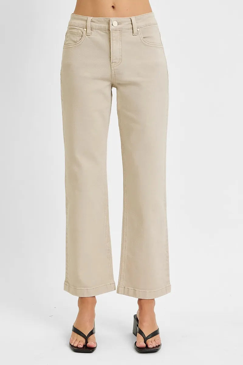 Tummy Control Mid Rise Ankle Straight Jeans