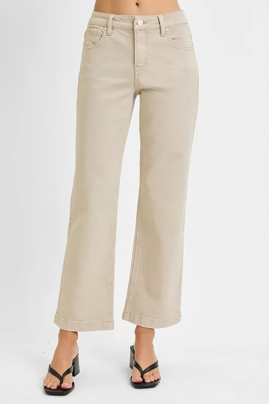 Tummy Control Mid Rise Ankle Straight Jeans