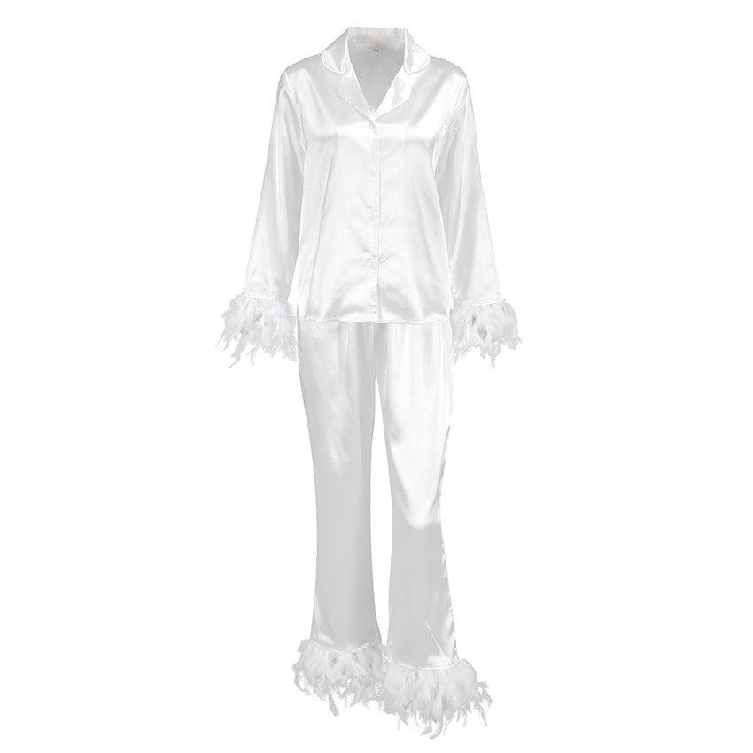 Heavenly Feathered Silk Pajamas in color options