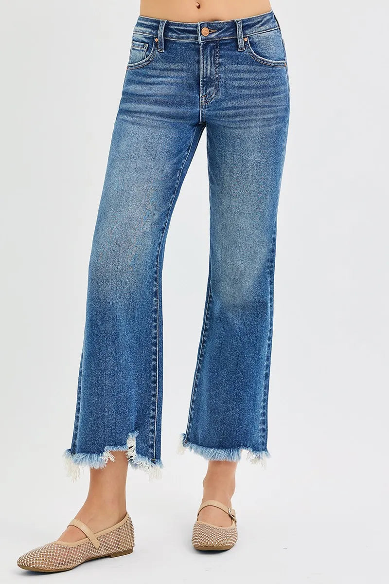 Mid Rise Crop Straight Jeans Plus Size