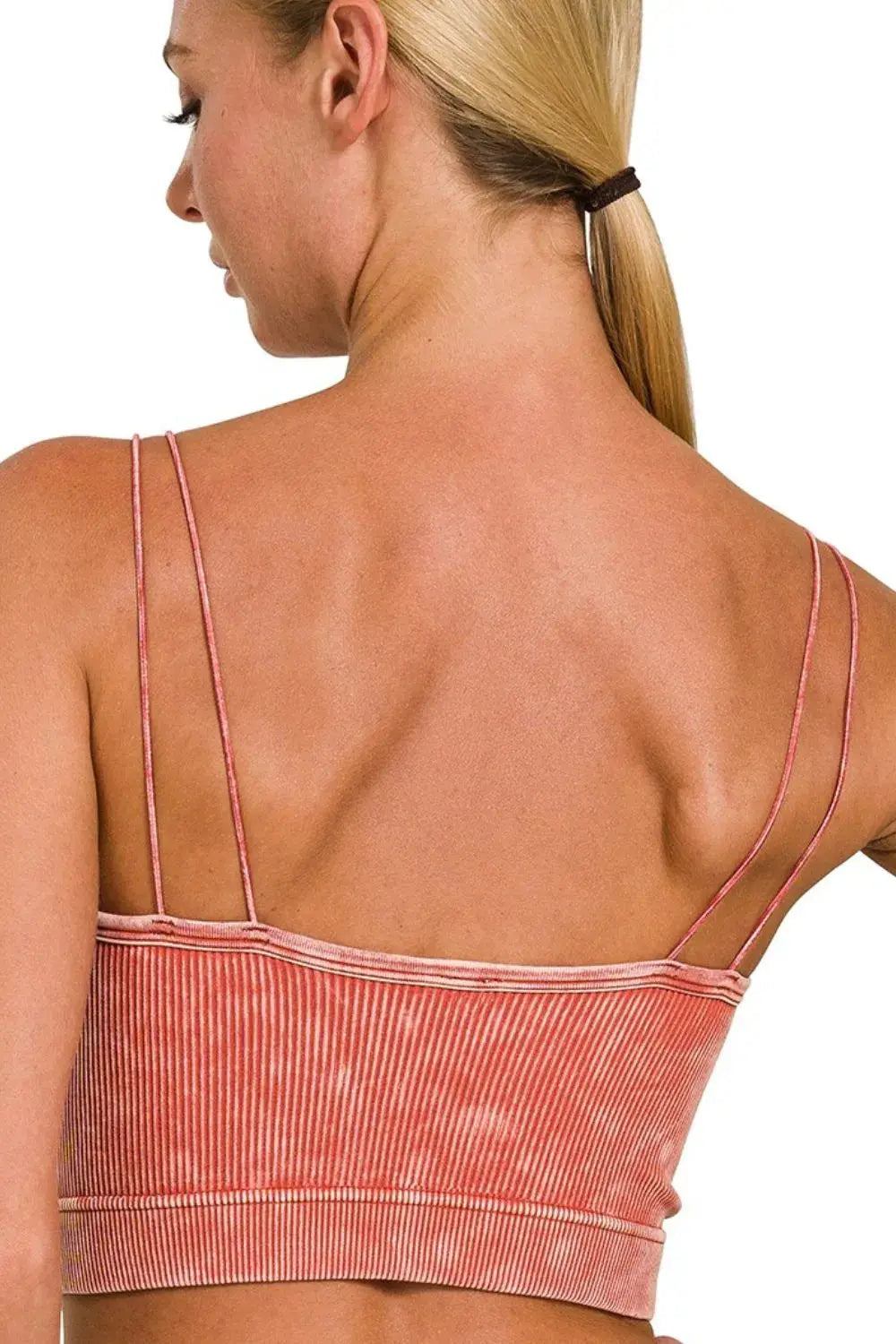 Zenana Washed Ribbed Double Strap Seamless Camisole Tank – Rust