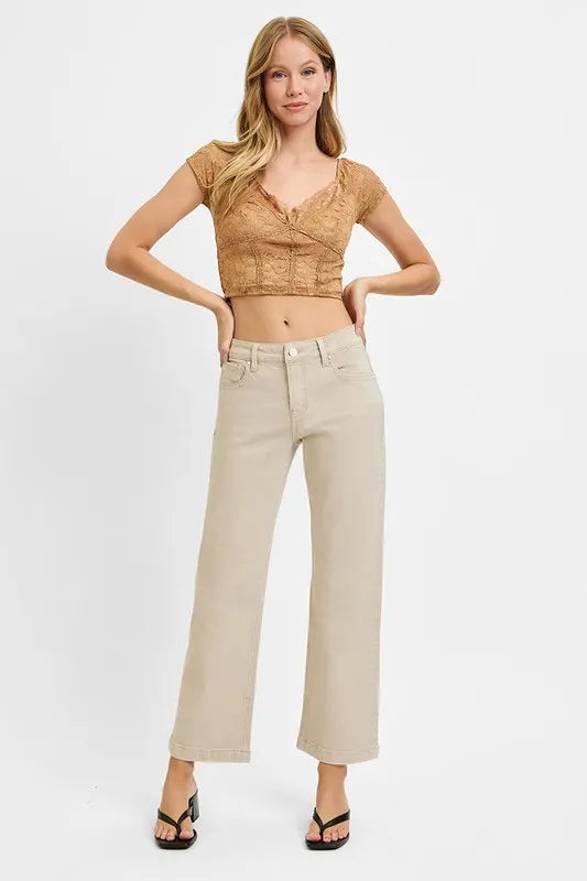 Tummy Control Mid Rise Ankle Straight Jeans