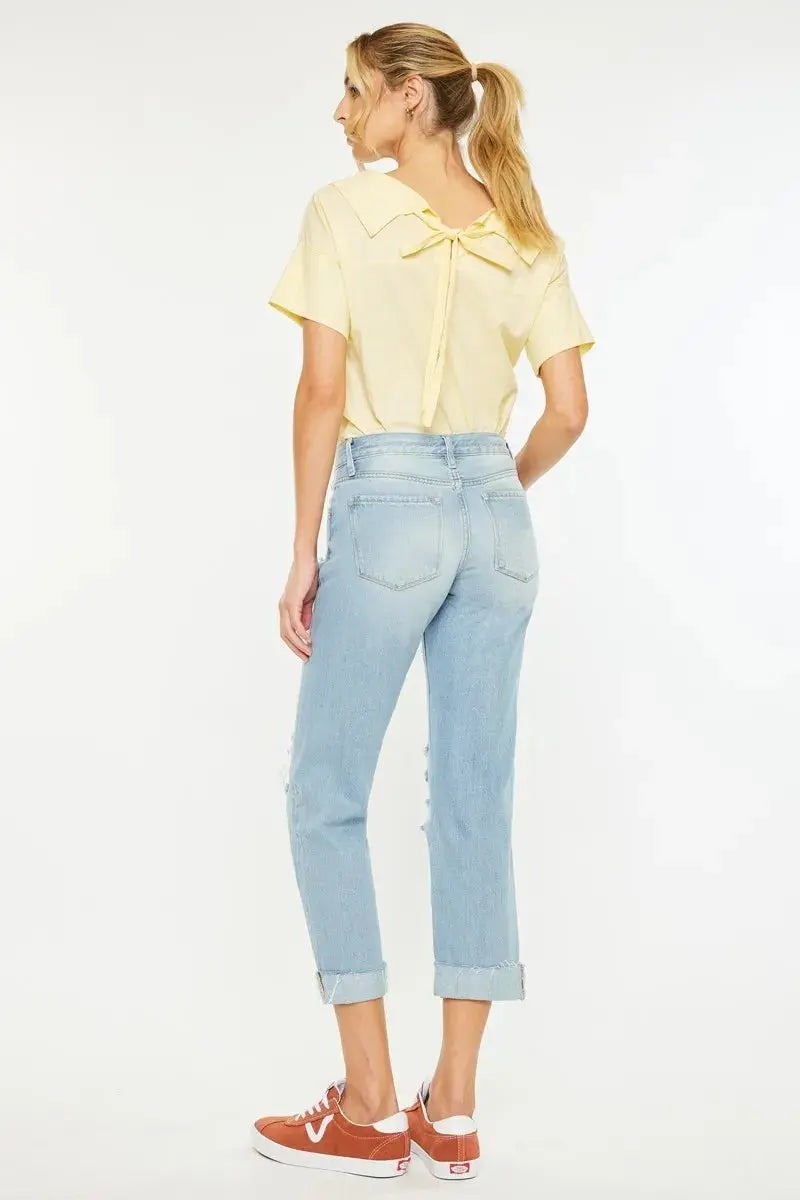 Mid Rise Distressed Kancan Boyfriend Jeans