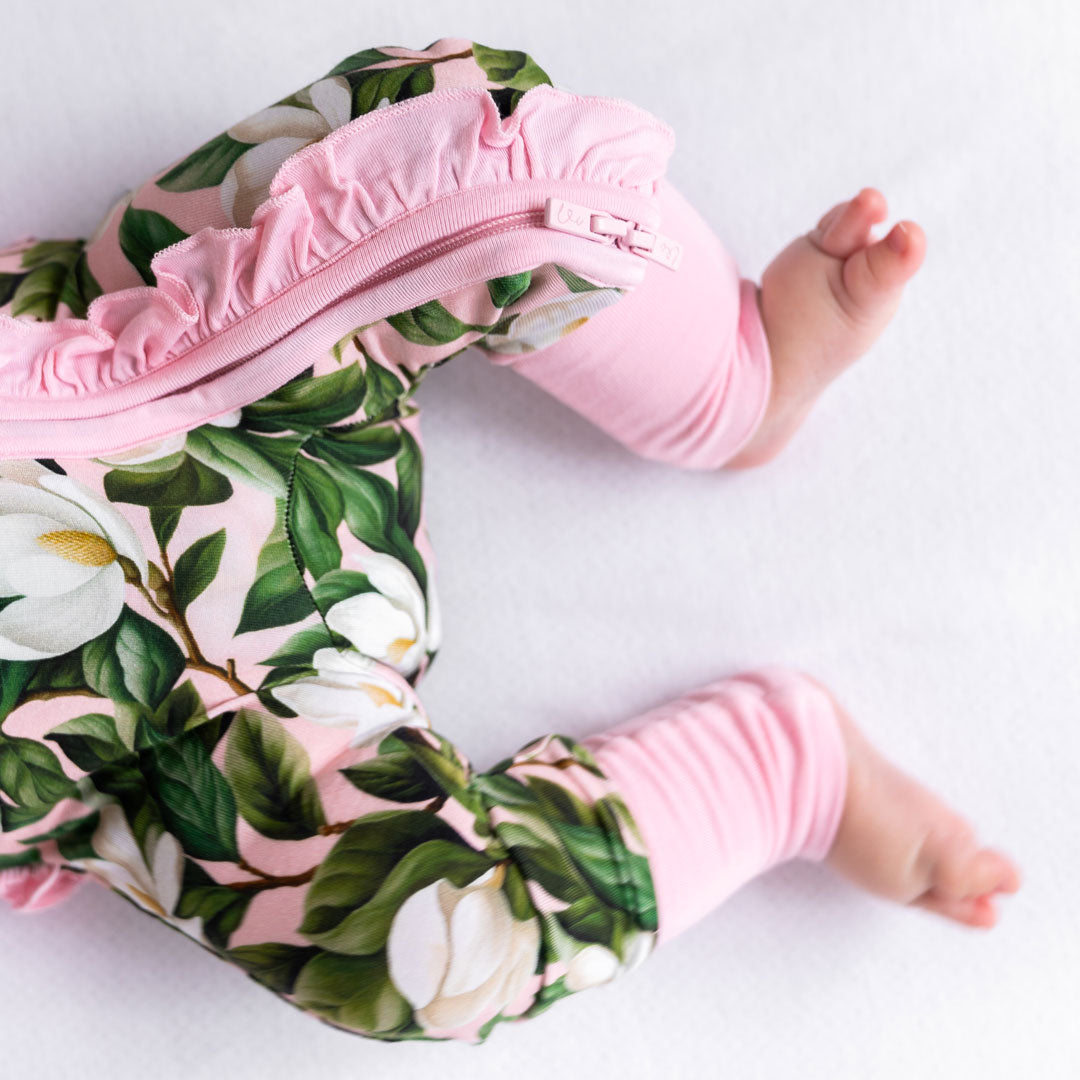 Magnolia Bamboo Ruffle Convertible Footie (2T-4T)