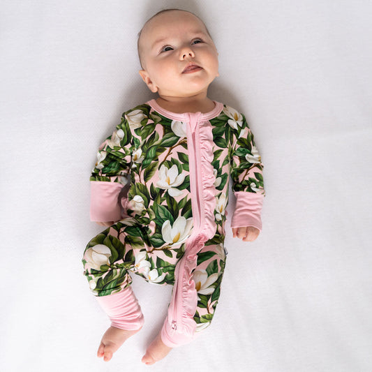 Magnolia Bamboo Ruffle Convertible Footie (2T-4T)