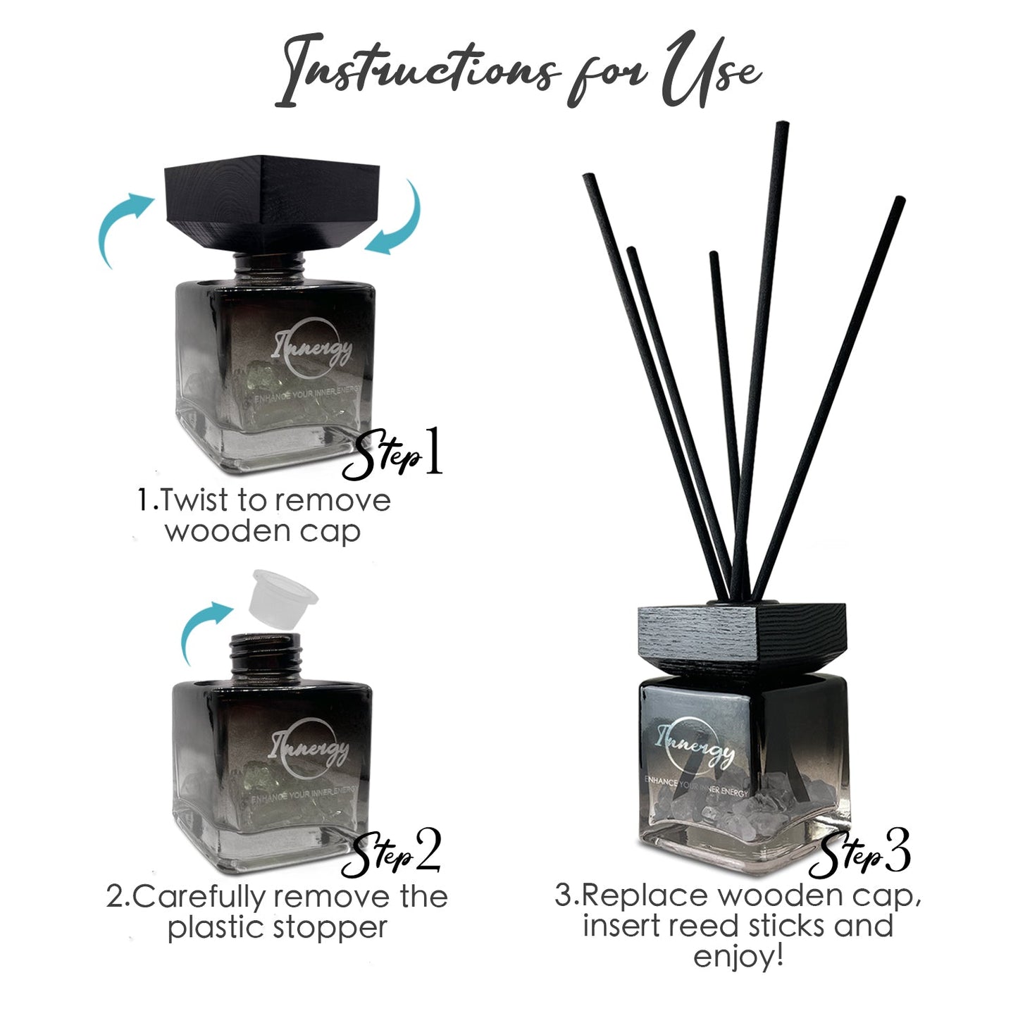 Amber Tides Crystal-Enhanced Reed Oil Diffuser, 100ml