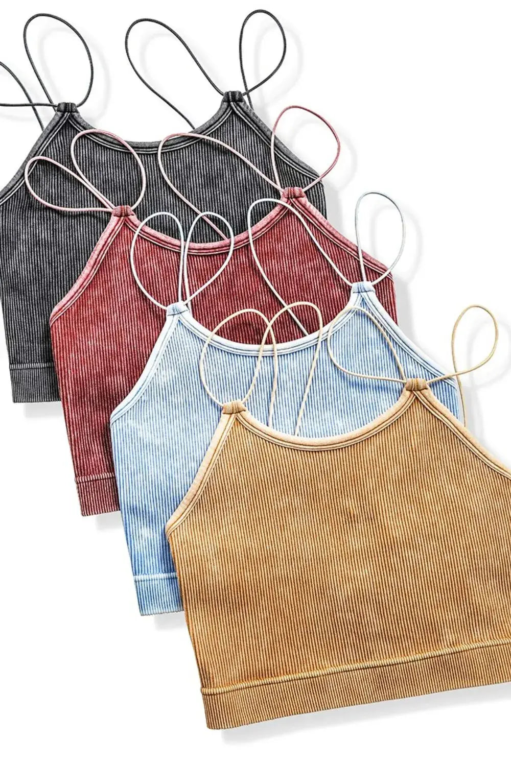 Zenana Washed Ribbed Double Strap Seamless Camisole Tank – Rust