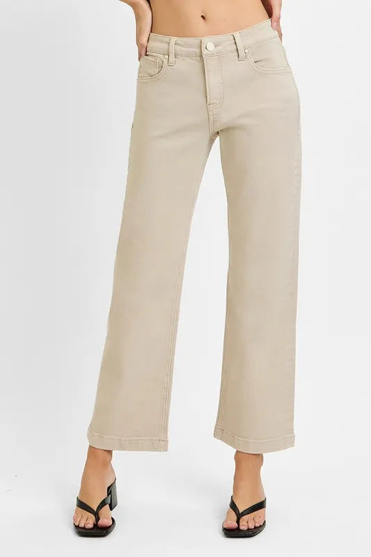 Tummy Control Mid Rise Ankle Straight Jeans