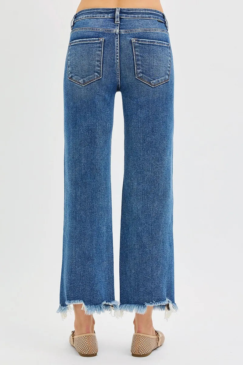 Mid Rise Crop Straight Jeans Plus Size