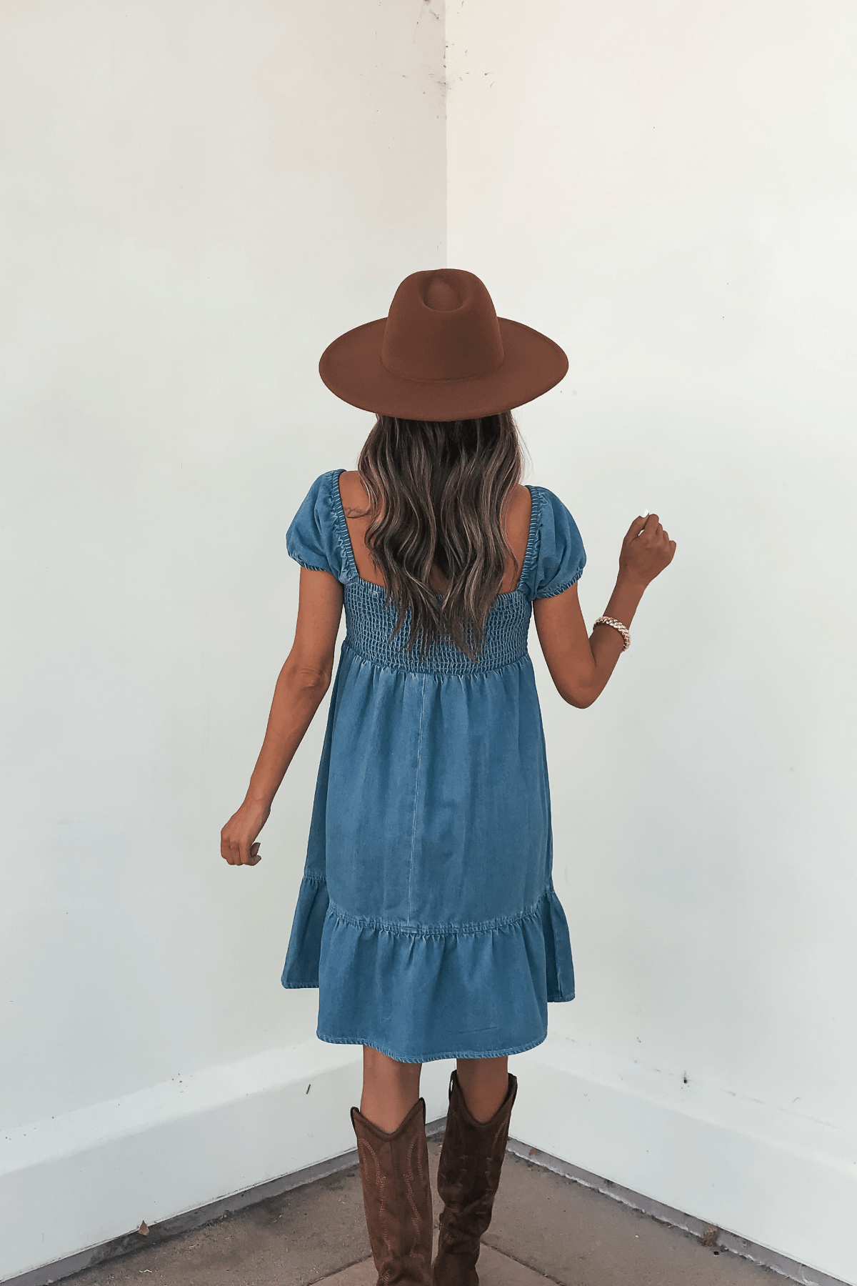 Blue Denim Tiered Mini Dress - DOORBUSTER