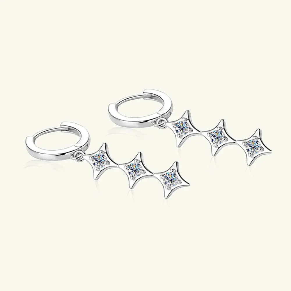 925 Sterling Silver Geometric Shape Moissanite Drop Earrings