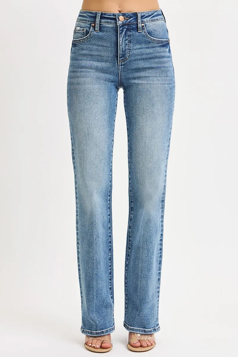Tummy Control High Rise Straight Jeans Plus Size