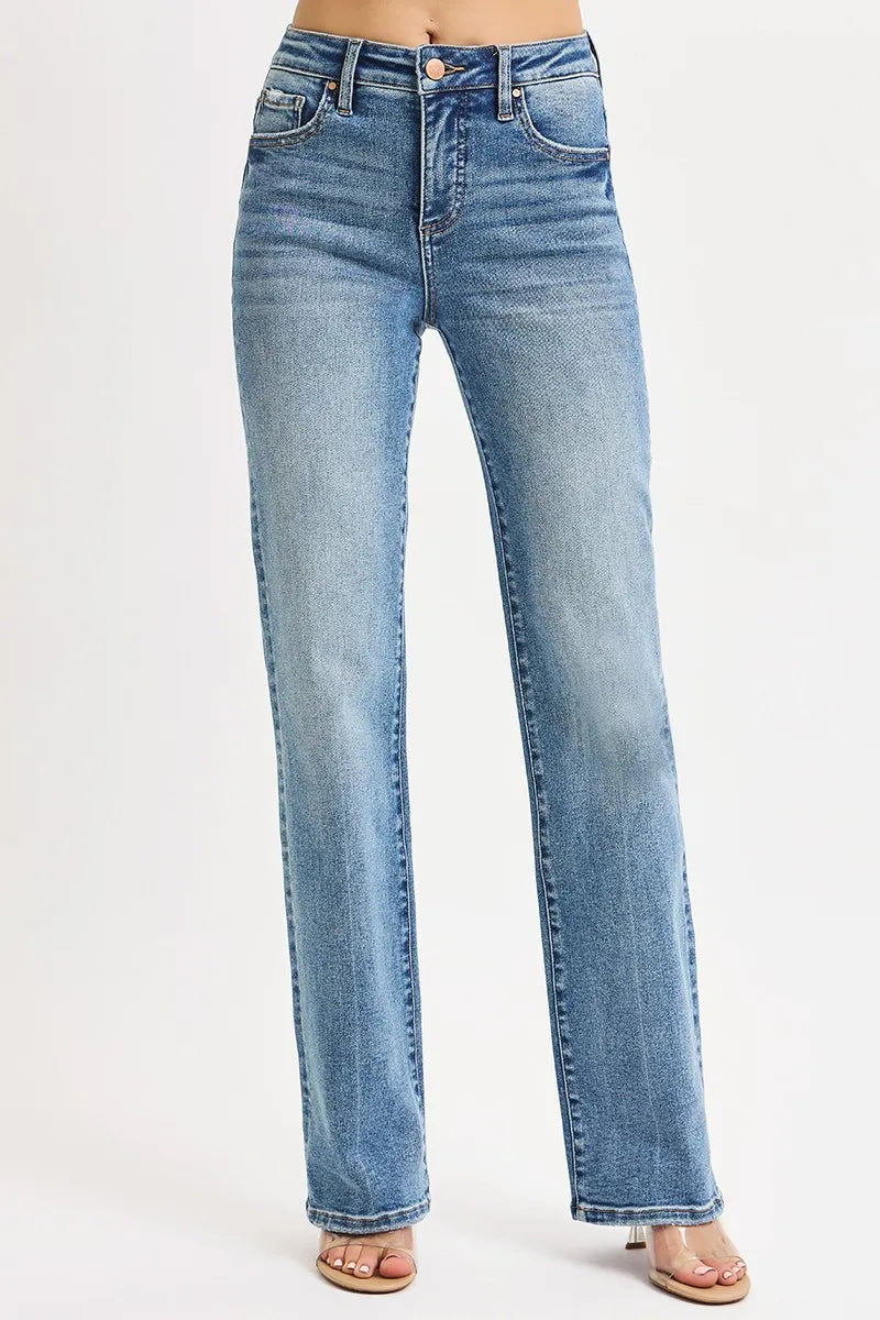 Tummy Control High Rise Straight Jeans Plus Size