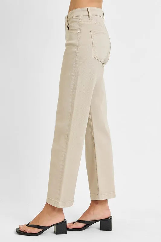 Tummy Control Mid Rise Ankle Straight Jeans