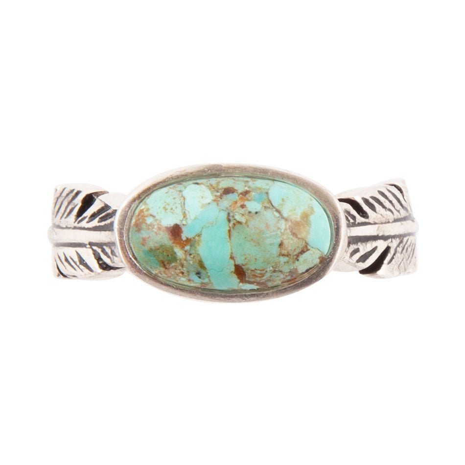 Feather Sterling Silver and Blue Turquoise Ring