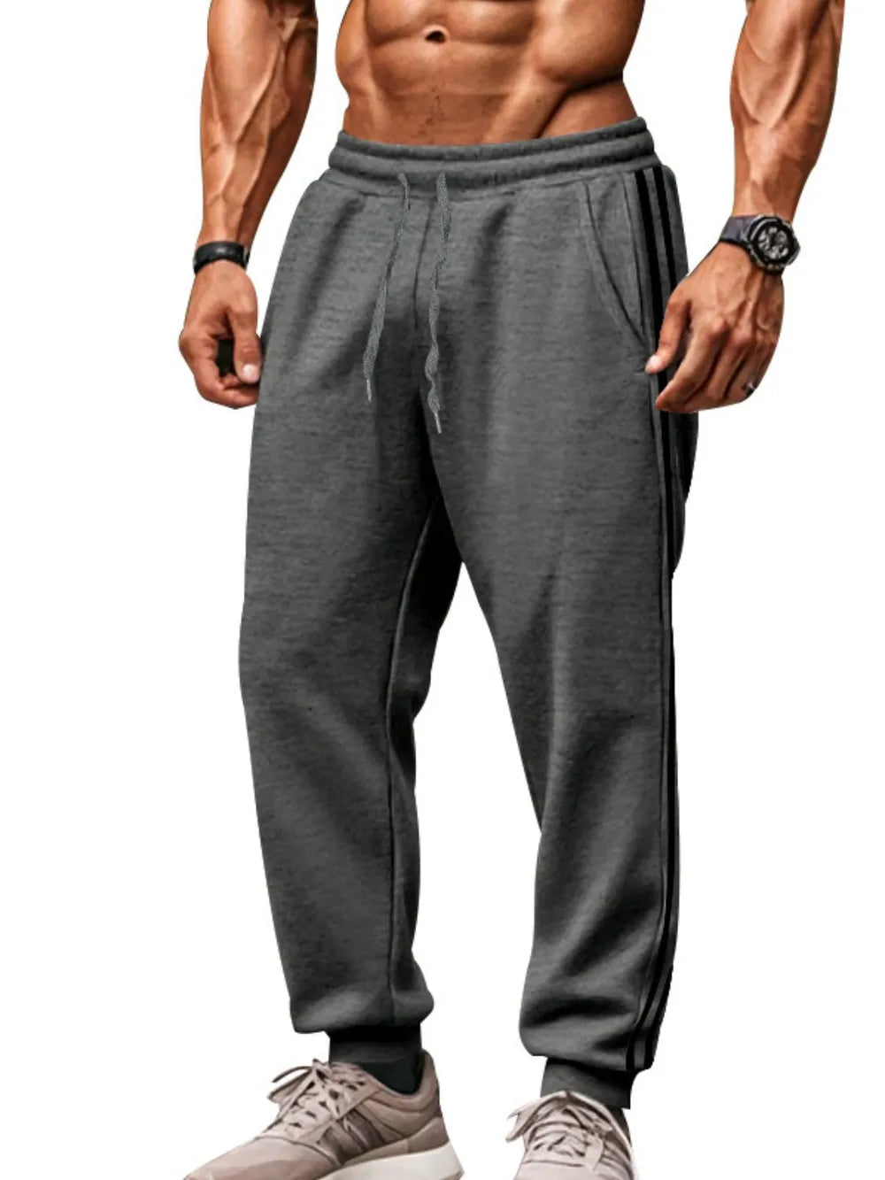 Men's Full Size Drawstring Pants With Pockets Plus Size