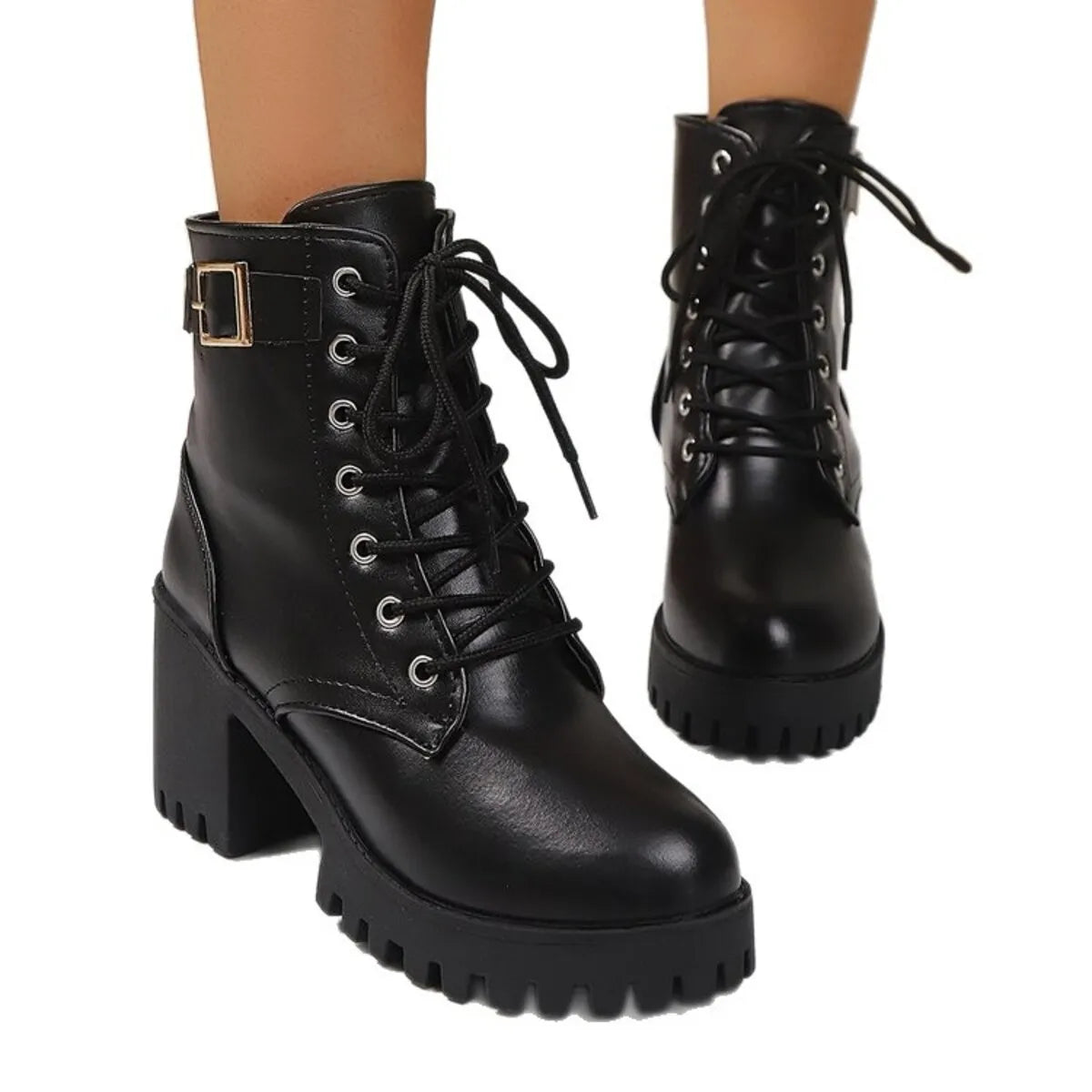 Boss Babe Lace-Up Block Heel Boots