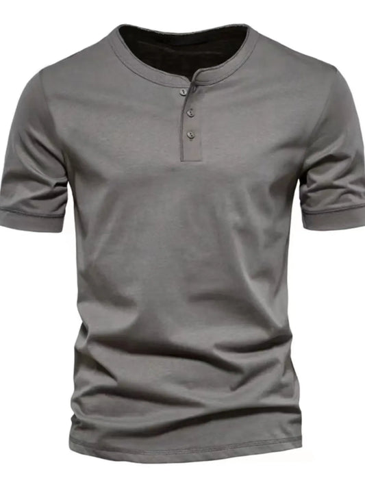 Men's Full Size Henley Style T-Shirt with Button Detail Plus Size