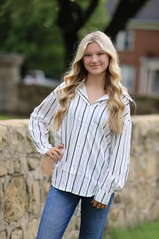 Striped button down shirt