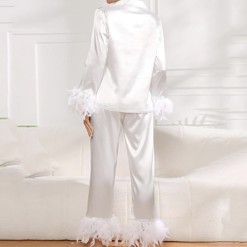 Heavenly Feathered Silk Pajamas in color options