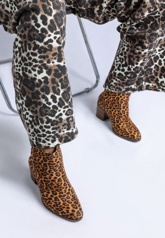Lunara Leopard Print Block Heel Boots