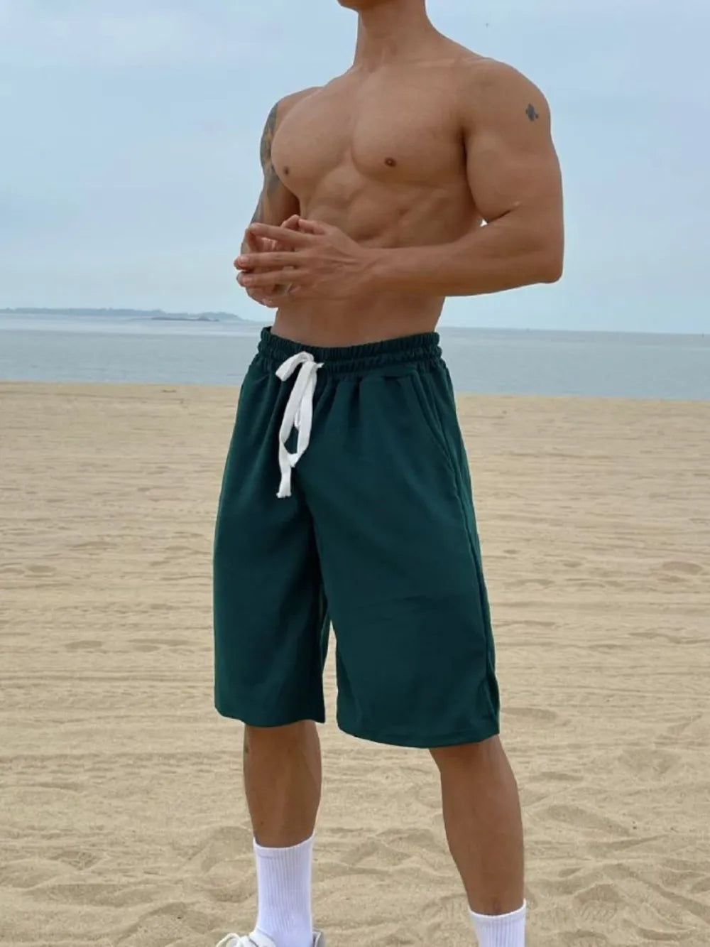 Men's Plus Size Drawstring Shorts with Pockets