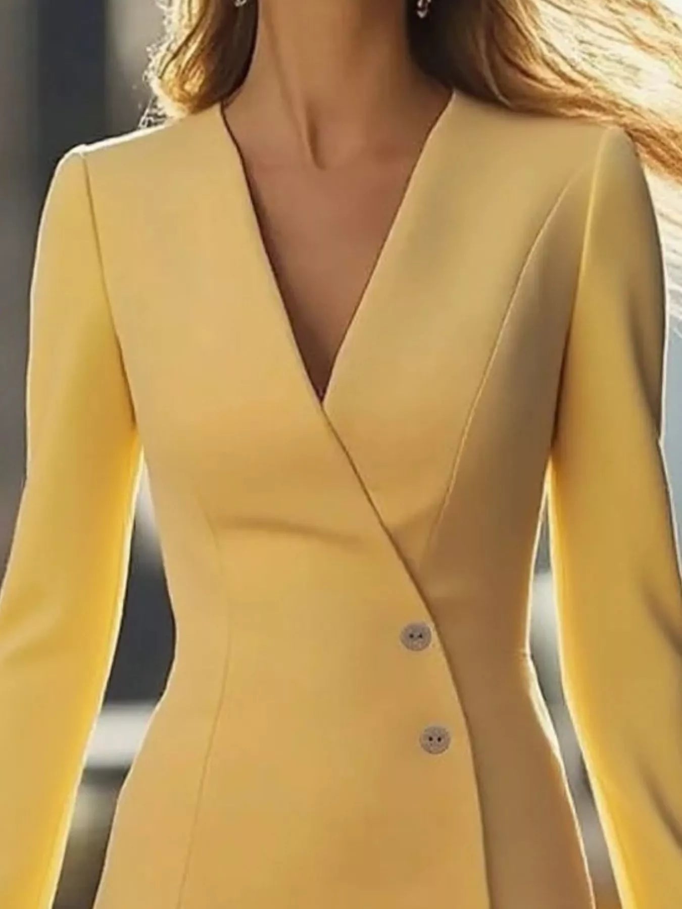 Long Sleeve Blazer Dress with Button Detail