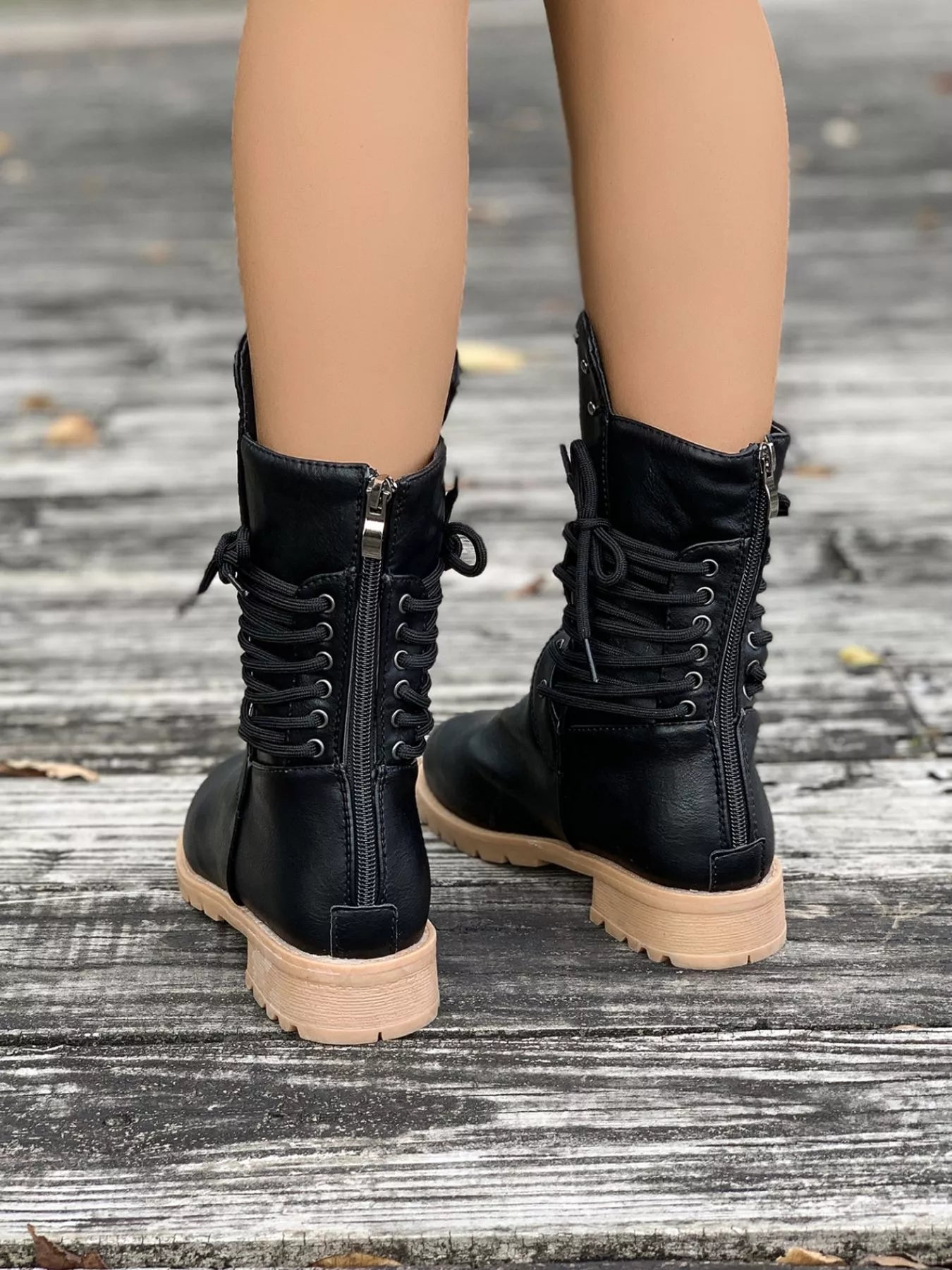 Round Toe Block Heels Boots