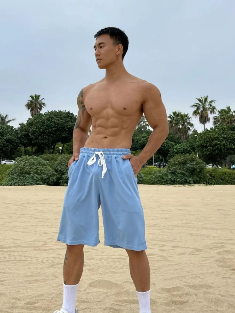 Men's Plus Size Drawstring Shorts with Pockets