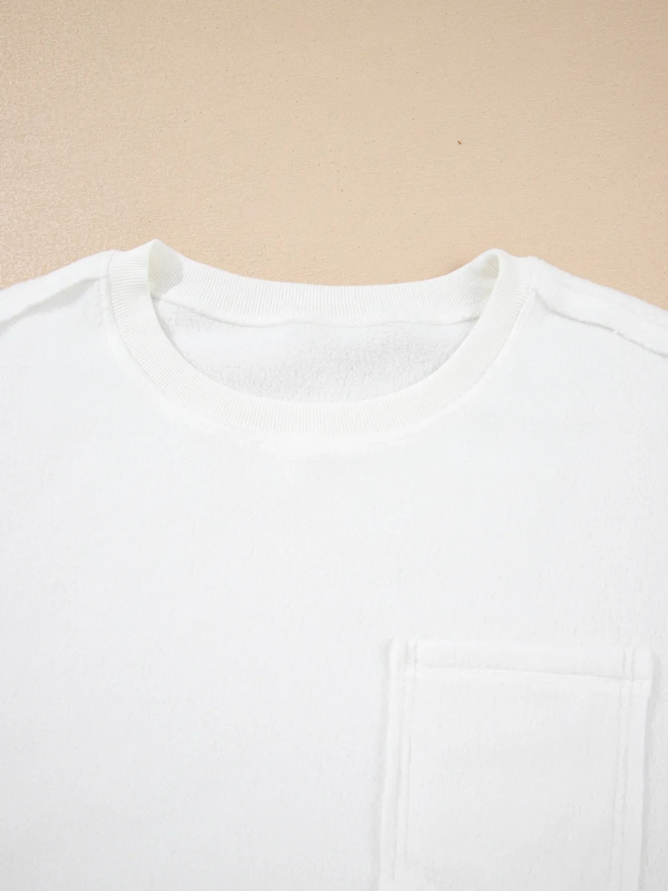 Exposed Seam Chest Pocket Knit Pullover Sweatshirt