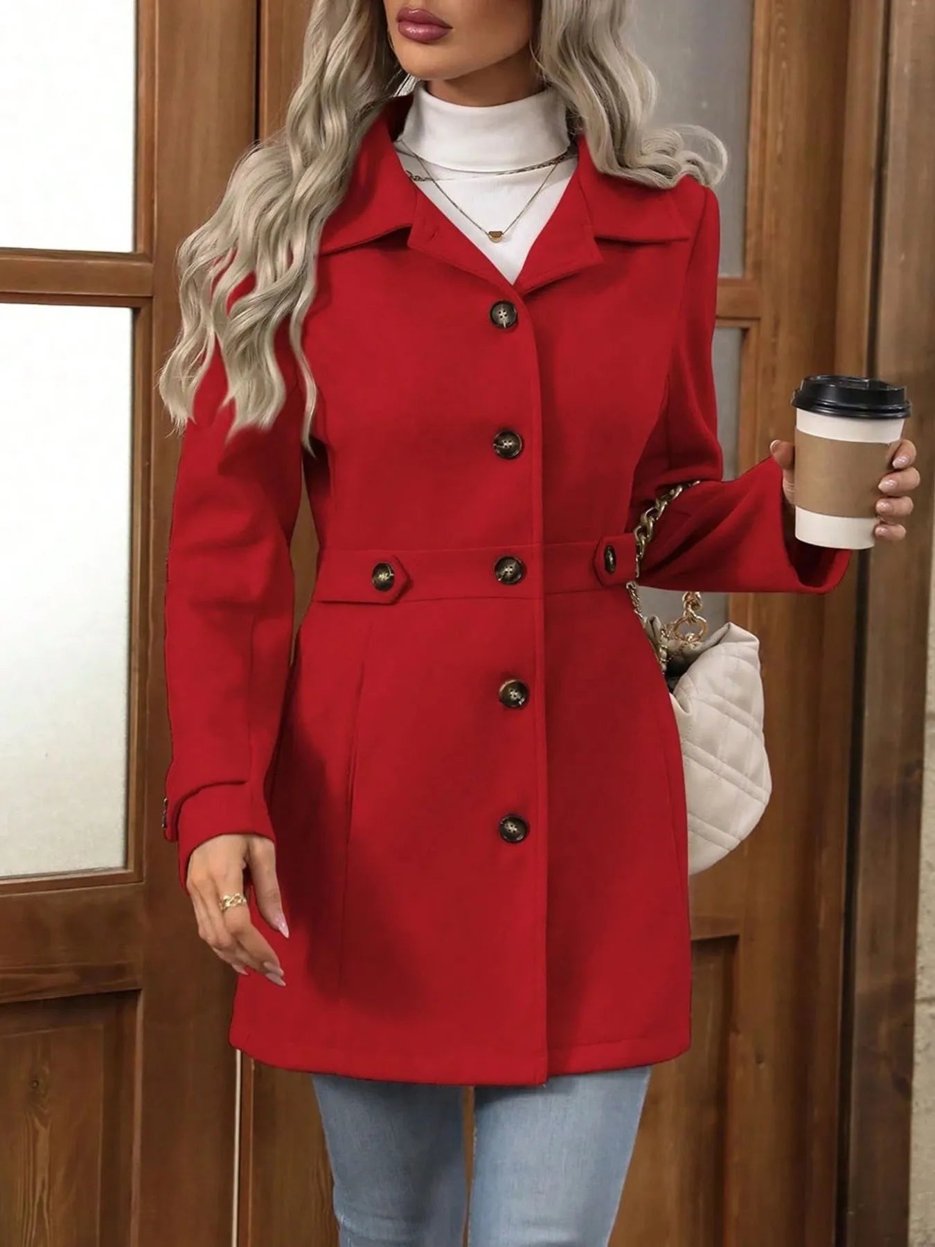 Button Up Long Sleeve Coat