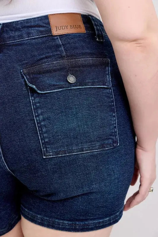 Judy Blue Jeans - Plus Size High Waist Back Flap Pocket Denim Shorts
