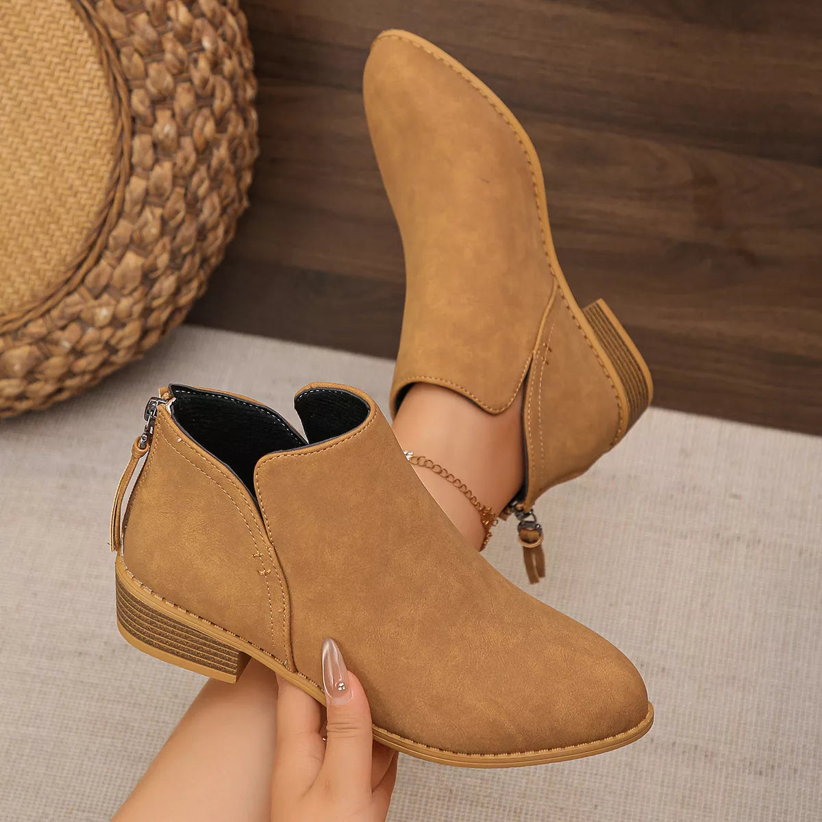 Point Toe Block Heels Boots