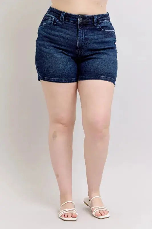 Judy Blue Jeans - Plus Size High Waist Back Flap Pocket Denim Shorts