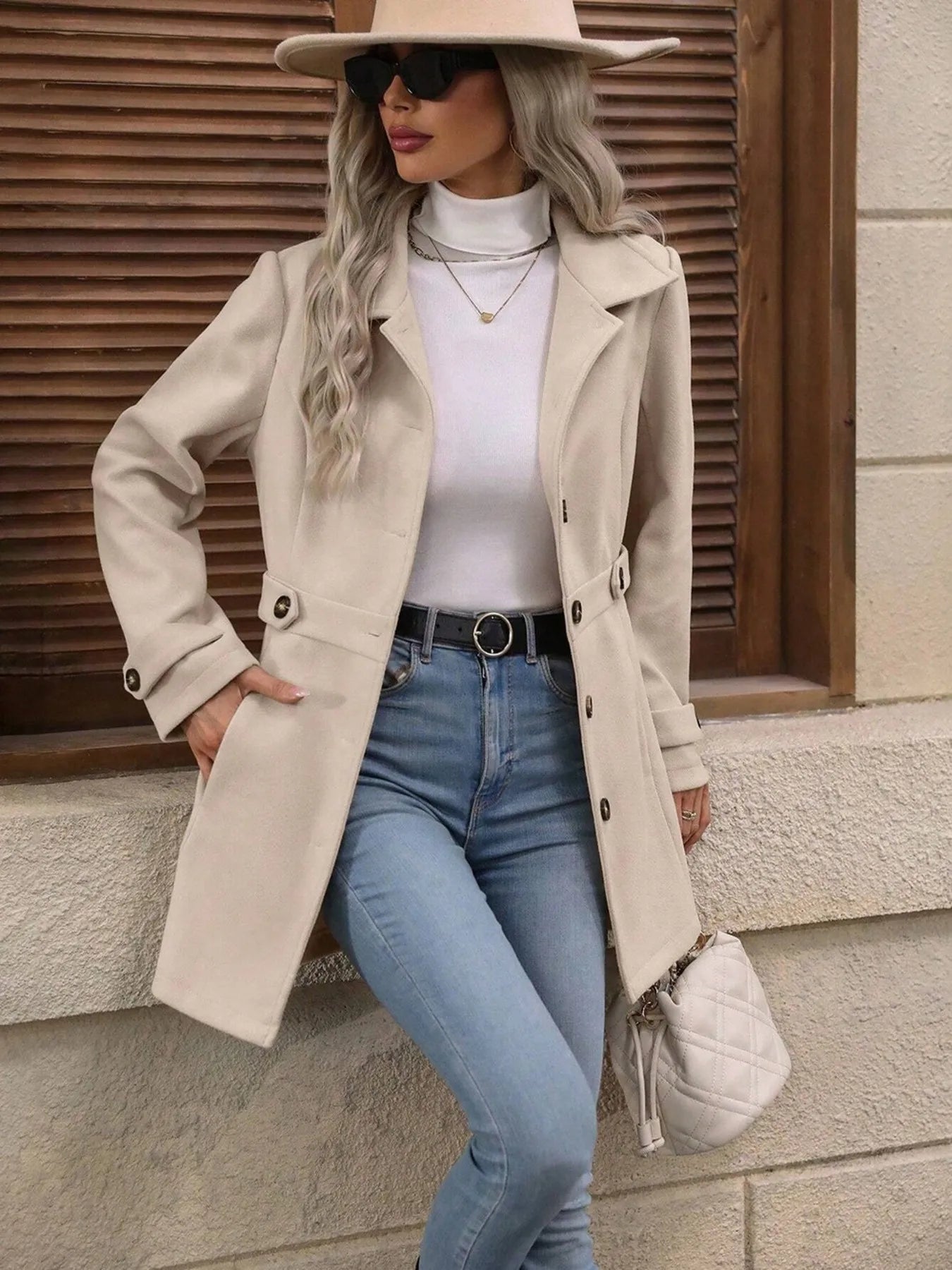 Button Up Long Sleeve Coat