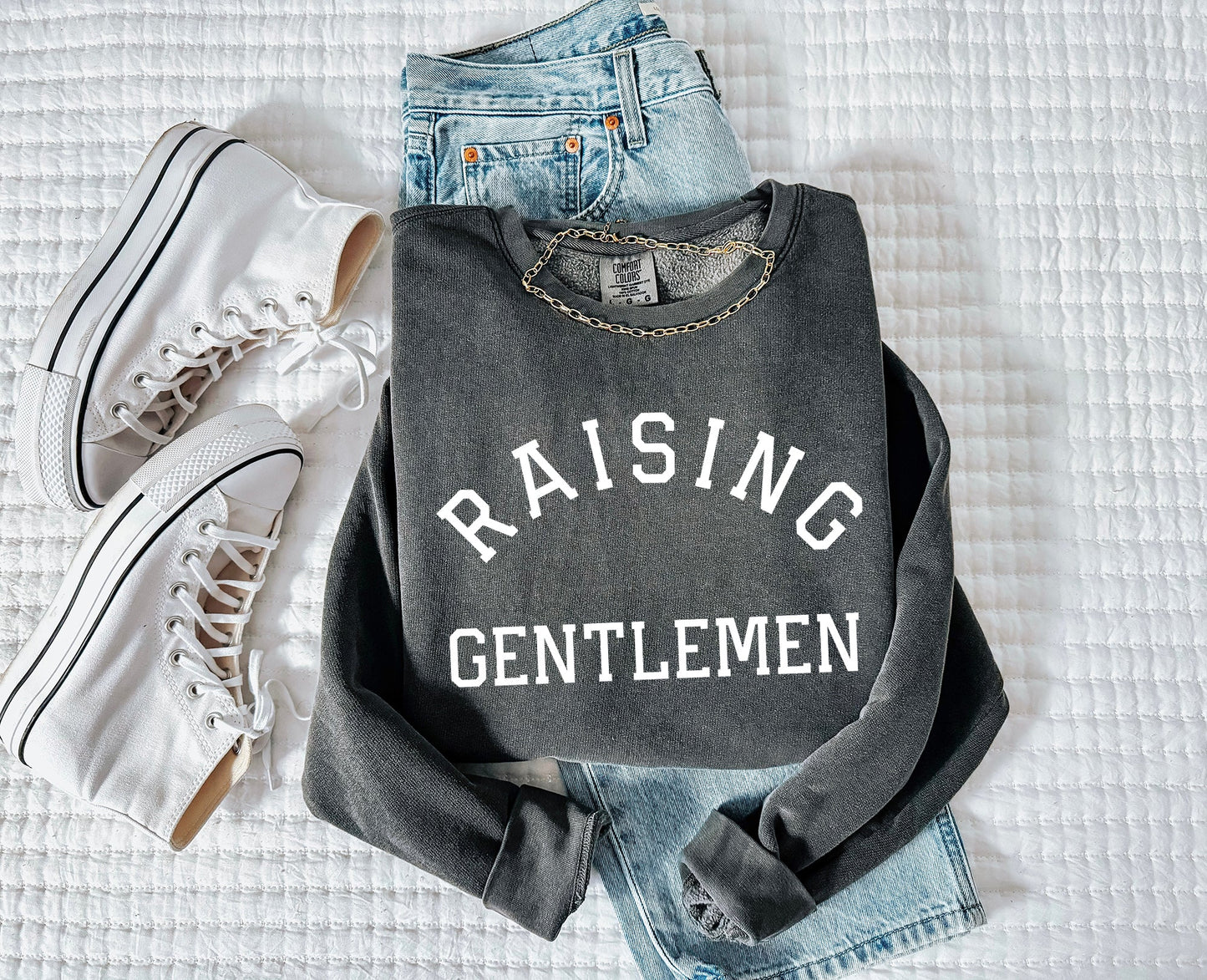 Raising Gentlemen For Boy Moms Garment Dyed Comfort Colors Sweatshirt