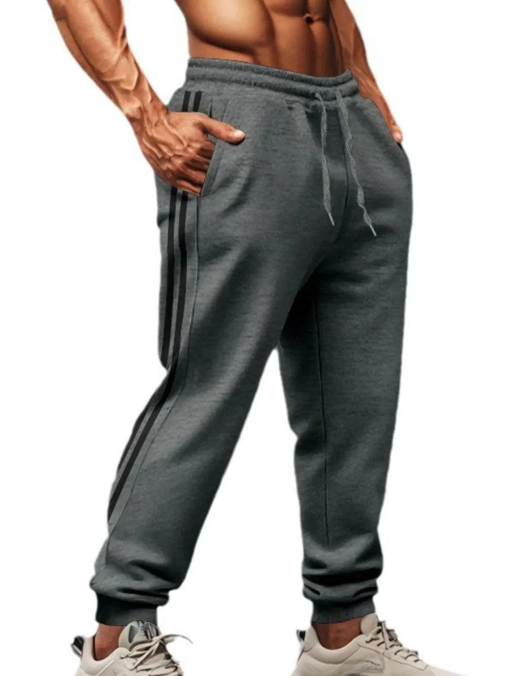Men's Full Size Drawstring Pants With Pockets Plus Size