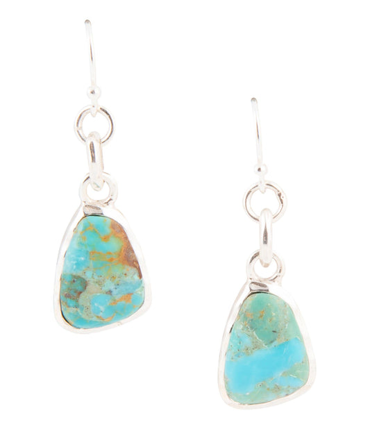 Blue Turquoise and Sterling Silver Drop Earrings