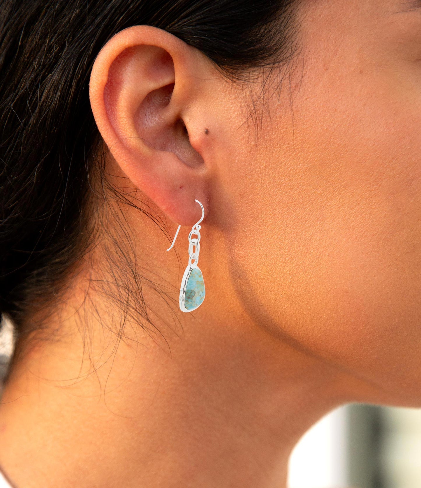 Blue Turquoise and Sterling Silver Drop Earrings