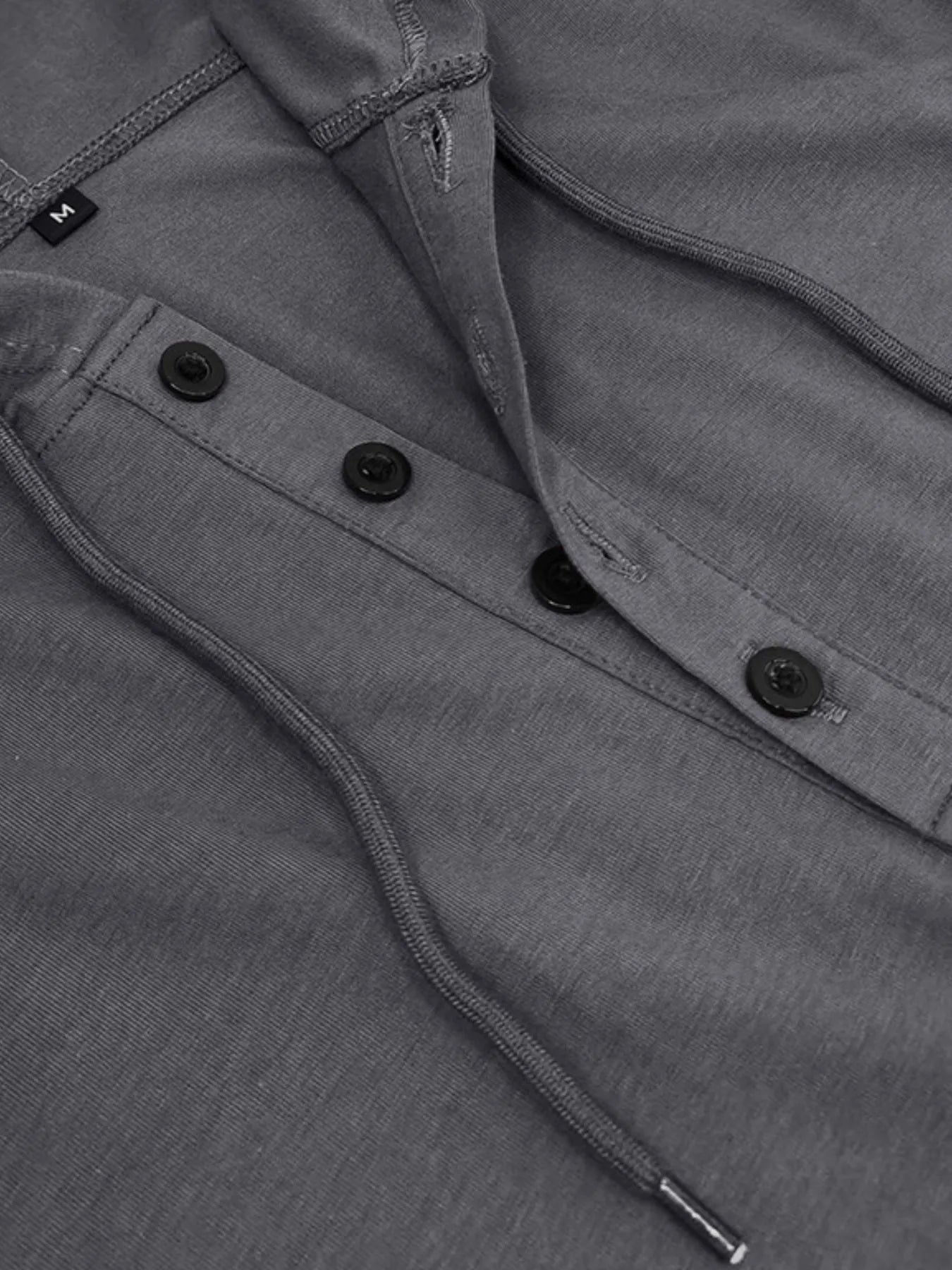 Men's Full Size Casual Hooded Henley T-Shirt Plus Size