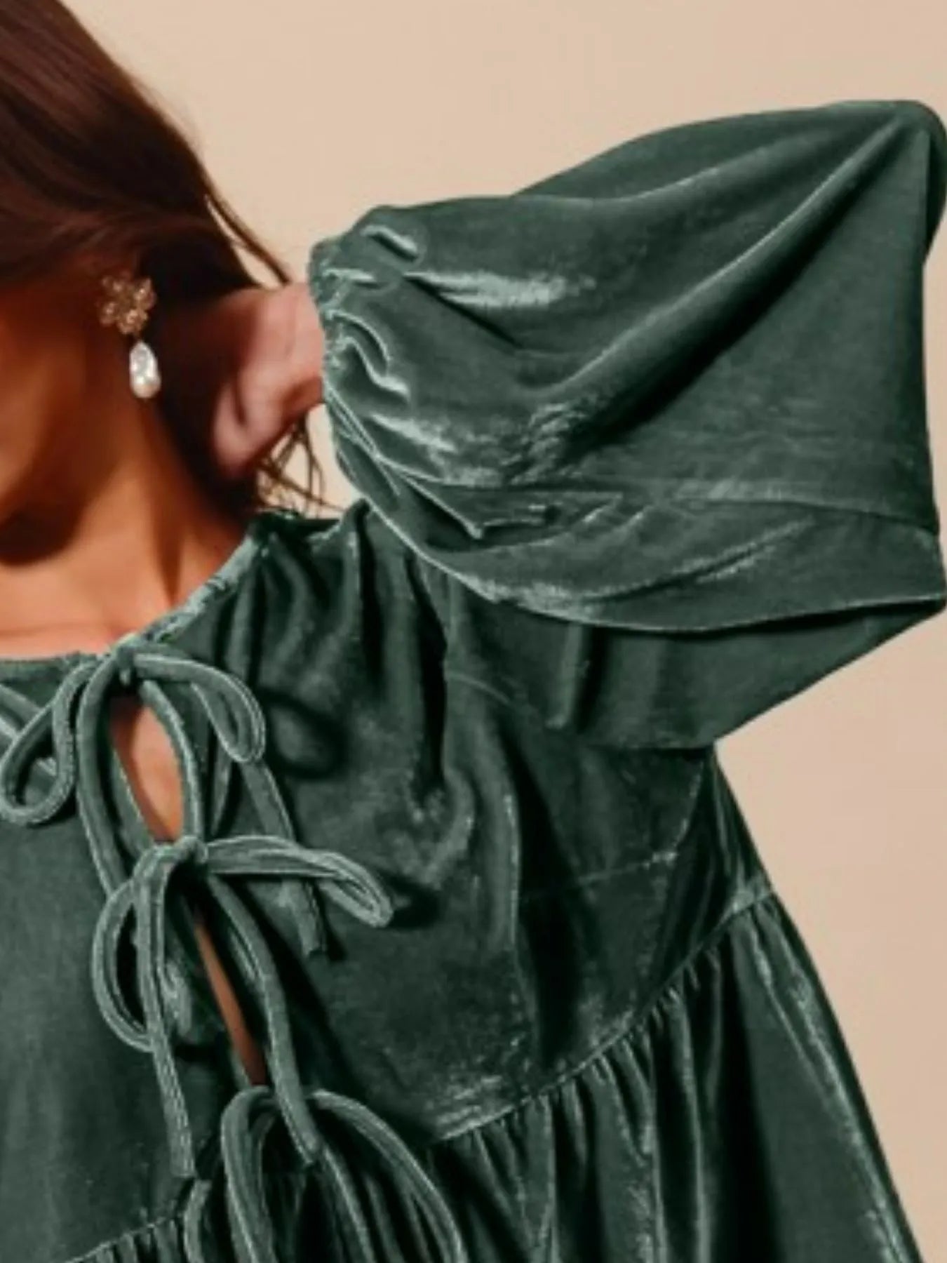 Spaghetti Strap Front Tie Velvet Holiday Blouse