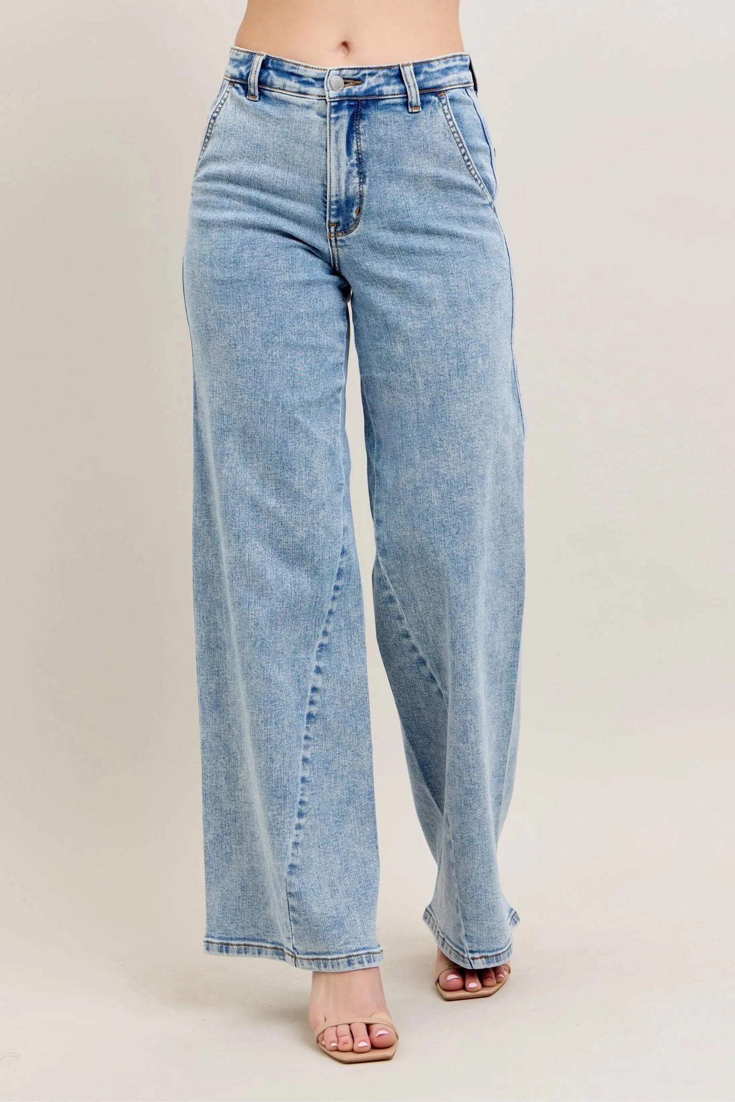 High Waist Skewed Inseam Wide Leg Judy Blue Jeans – Full & Plus Size