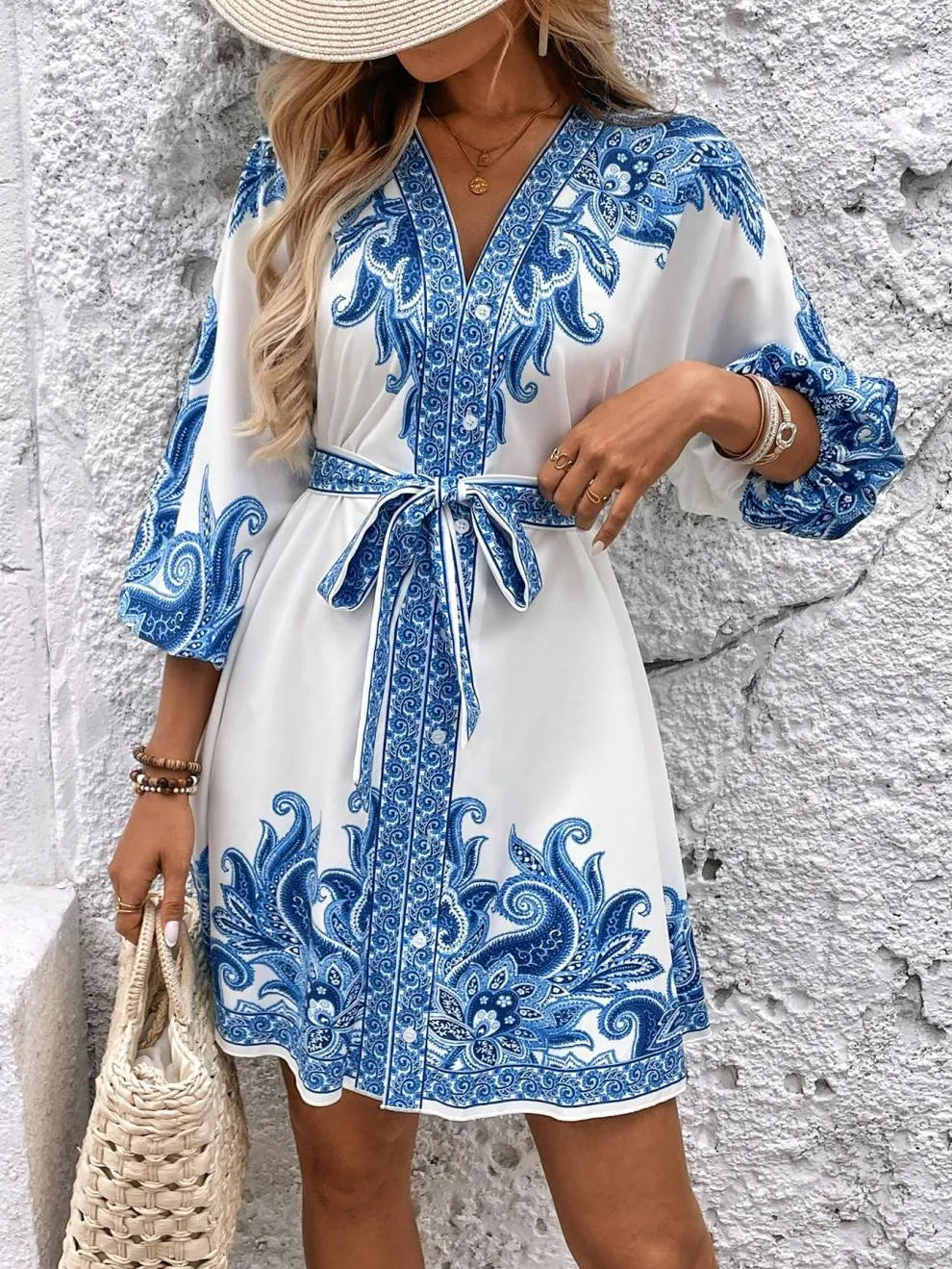 Boho Luxe Paisley Belted Mini Dress