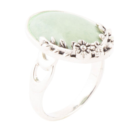 Floral Green Turquoise and Sterling Silver Ring