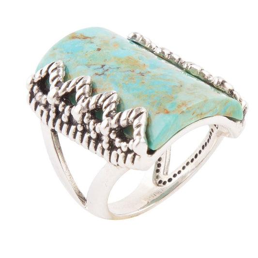 Blue Turquoise Sterling Silver Slice Statement Ring